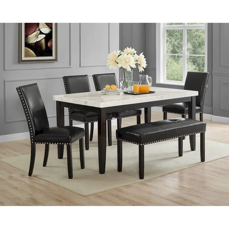 Table à manger en marbre blanc Steve Silver Winlock