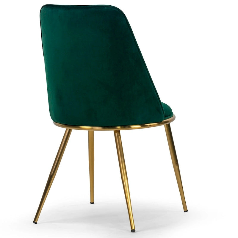 Chaises de salle à manger Anzu Glam en velours vert avec pieds dorés (lot de 2)