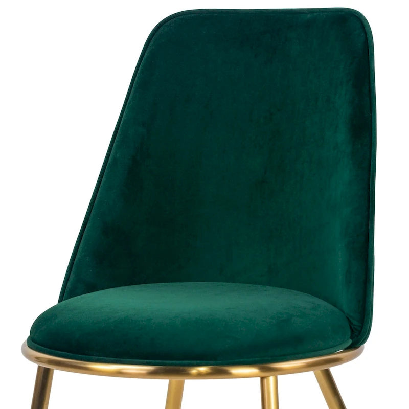 Chaises de salle à manger Anzu Glam en velours vert avec pieds dorés (lot de 2)
