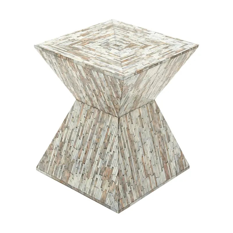 Table d'appoint en nacre faite à la main en forme de sablier - Grise ou Beige - Roche River Decor