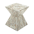 Table d'appoint en nacre faite à la main en forme de sablier - Grise ou Beige - Roche River Decor