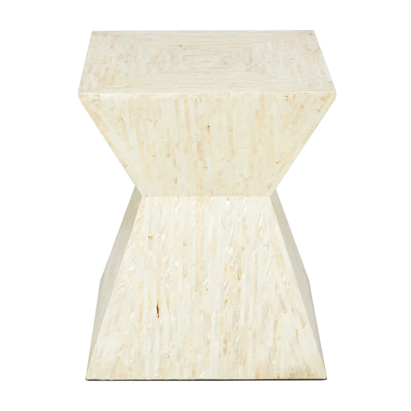 Table d'appoint en nacre faite à la main en forme de sablier - Grise ou Beige - Roche River Decor