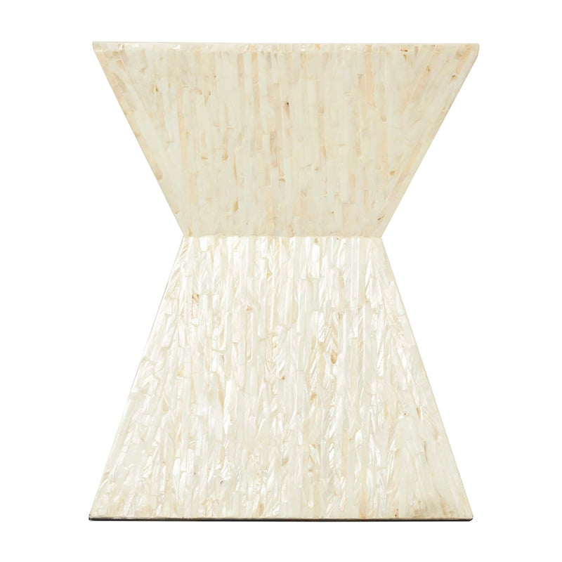 Table d'appoint en nacre faite à la main en forme de sablier - Grise ou Beige - Roche River Decor