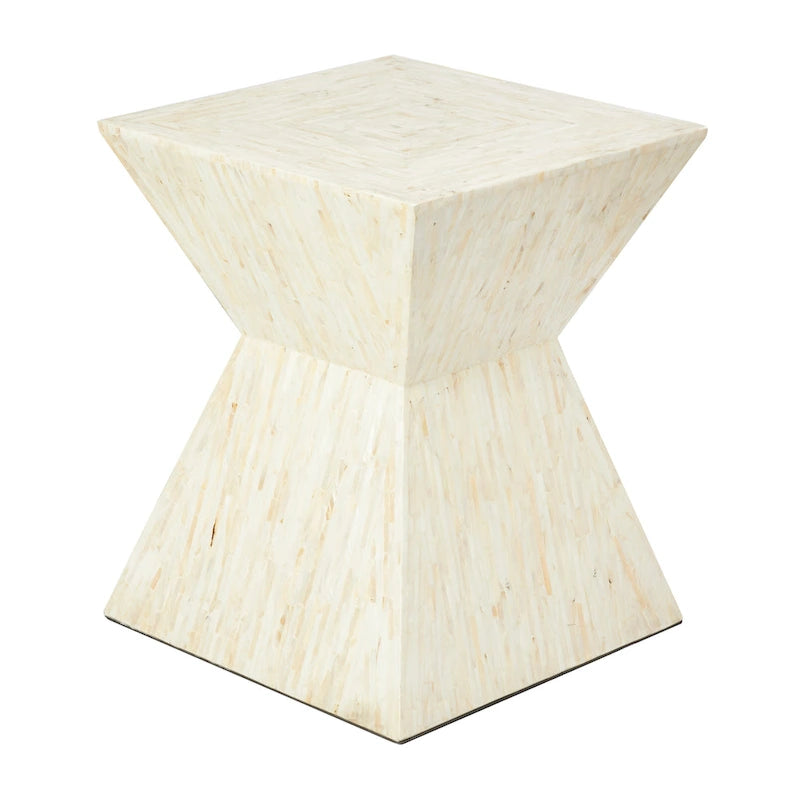 Table d'appoint en nacre faite à la main en forme de sablier - Grise ou Beige - Roche River Decor