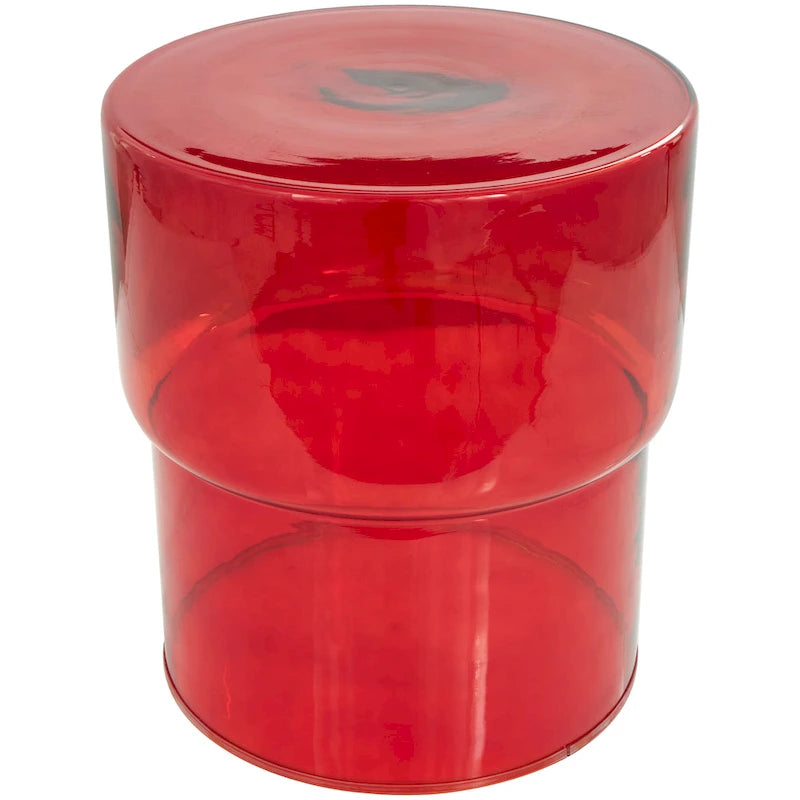 Table d'appoint moderne en verre - Transparente ou rouge - Décor Roche River