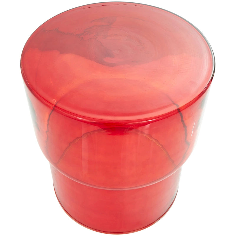 Table d'appoint moderne en verre - Transparente ou rouge - Décor Roche River