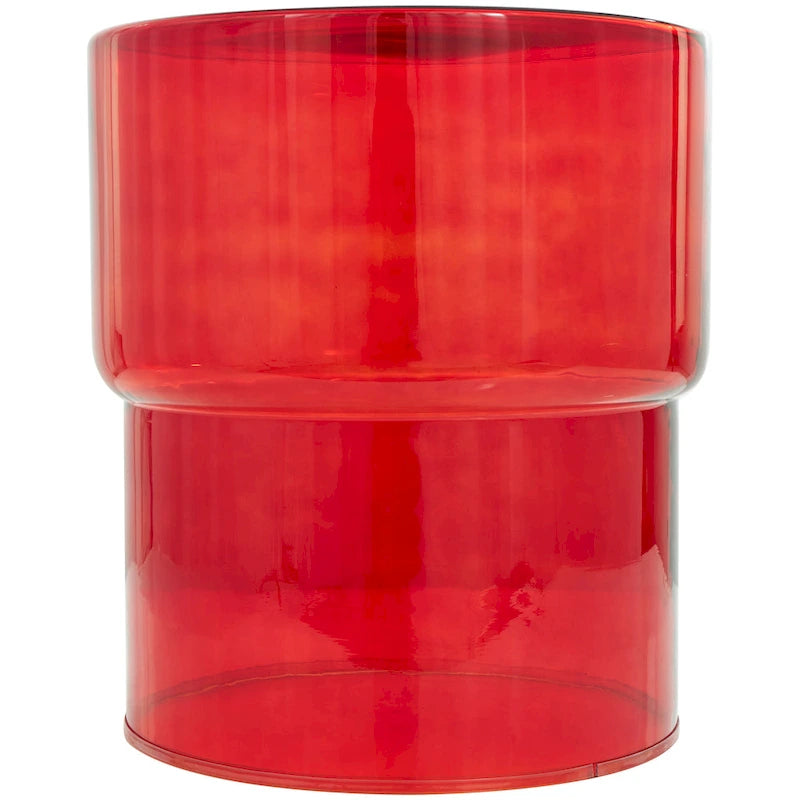 Table d'appoint moderne en verre - Transparente ou rouge - Décor Roche River