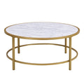 Table basse ronde 36" avec plateau en faux marbre Verazano de Carolina Living - Doré