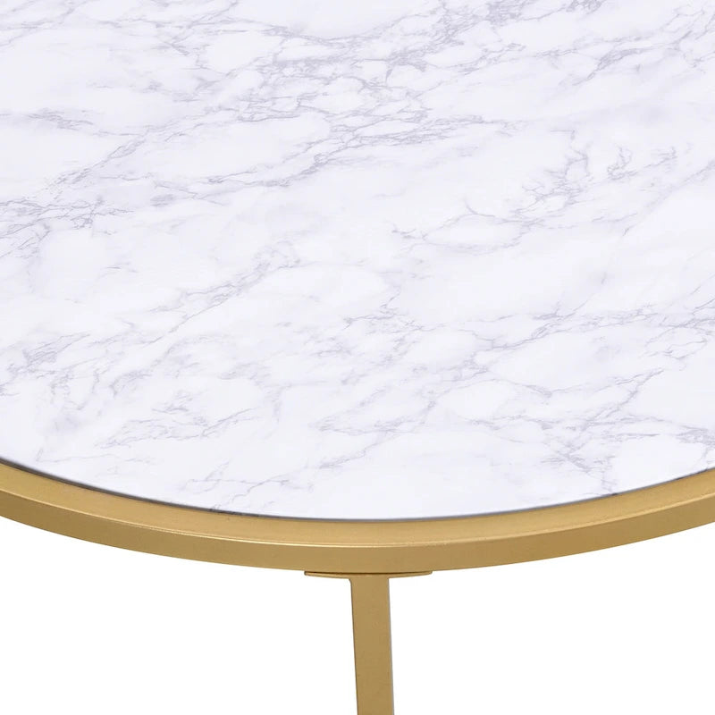 Table basse ronde 36" avec plateau en faux marbre Verazano de Carolina Living - Doré