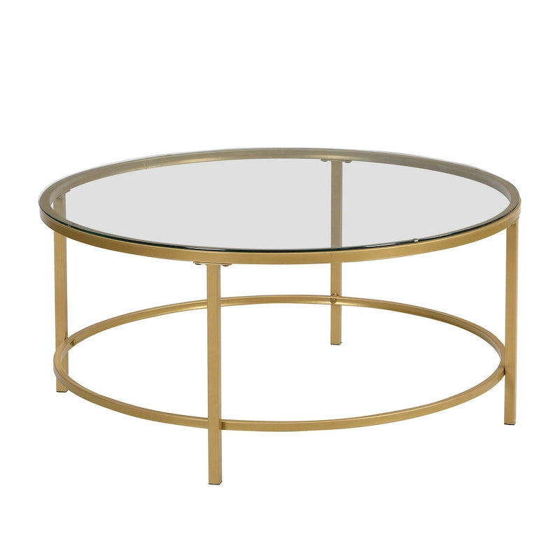 Table basse ronde 36" avec plateau en faux marbre Verazano de Carolina Living - Doré