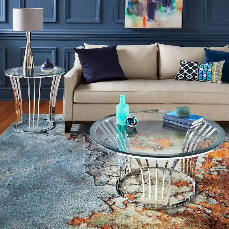 Table basse Cottbus avec plateau en verre et finition chromée par iNSPIRE Q Bold