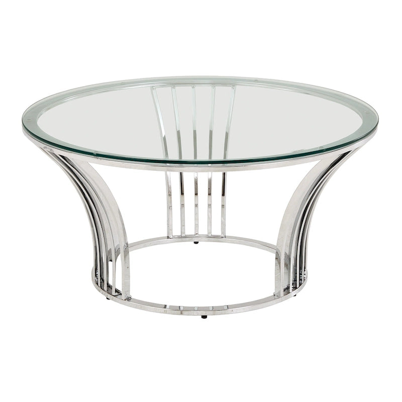Table basse Cottbus avec plateau en verre et finition chromée par iNSPIRE Q Bold