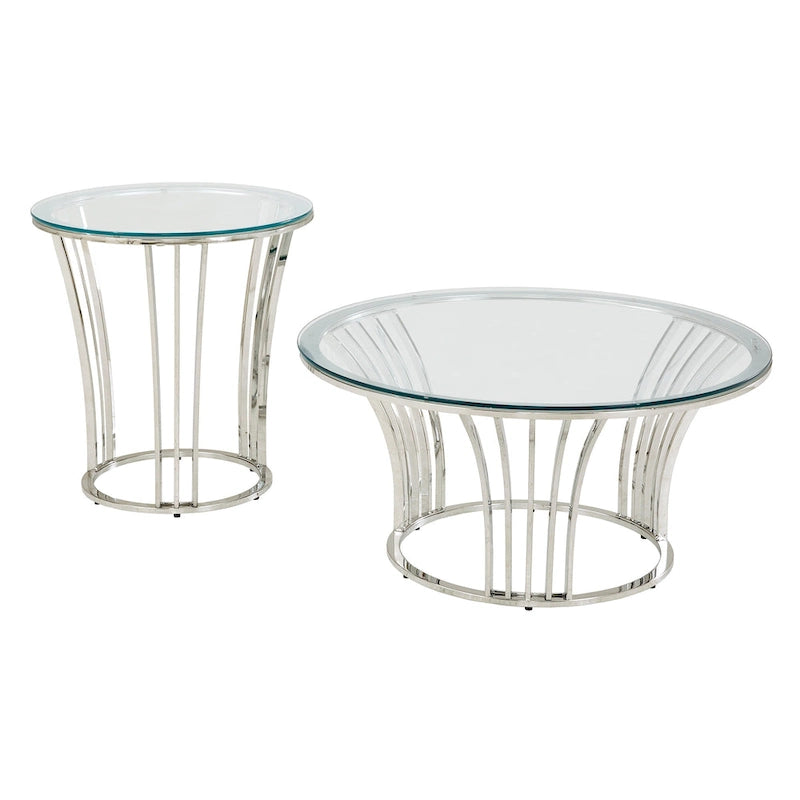 Table basse Cottbus avec plateau en verre et finition chromée par iNSPIRE Q Bold