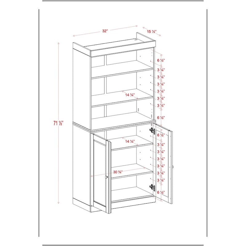 Garde-manger de cuisine 100 % bois massif 32 po avec 2 portes par Palace Imports