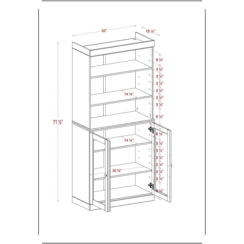 Garde-manger de cuisine 100 % bois massif 32 po avec 2 portes par Palace Imports