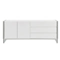 Buffet IL VETRO en laque blanche haute brillance avec verre transparent.