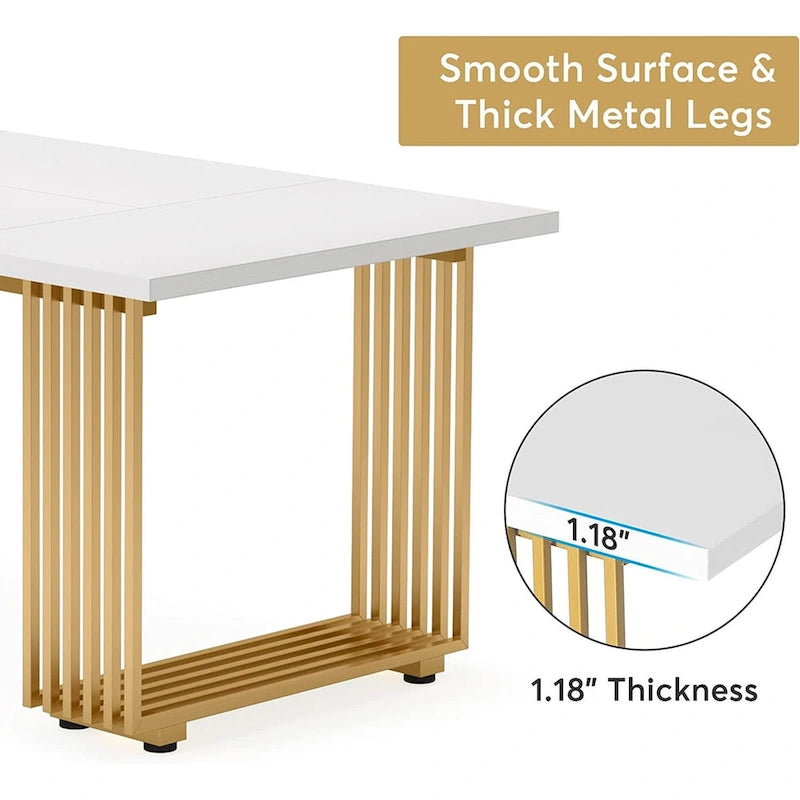 Table de salle à manger moderne pour 6-8 personnes, 180 cm de long, blanche