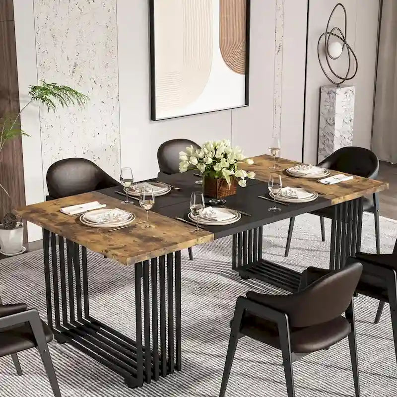 Table de salle à manger moderne pour 6-8 personnes, 180 cm de long, blanche