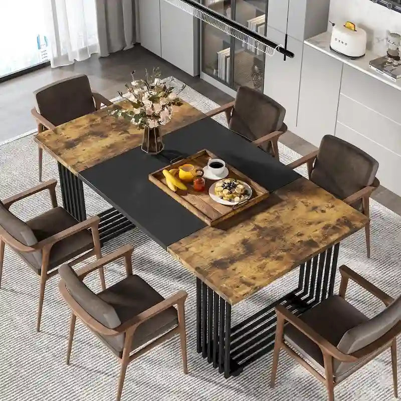 Table de salle à manger moderne pour 6-8 personnes, 180 cm de long, blanche