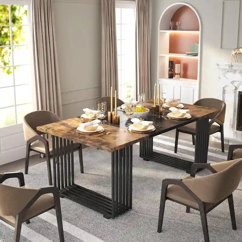 Table de salle à manger moderne pour 6-8 personnes, 180 cm de long, blanche
