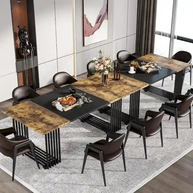 Table de salle à manger moderne pour 6-8 personnes, 180 cm de long, blanche