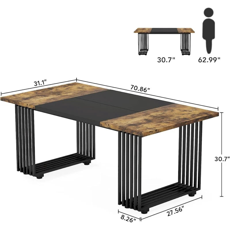 Table de salle à manger moderne pour 6-8 personnes, 180 cm de long, blanche