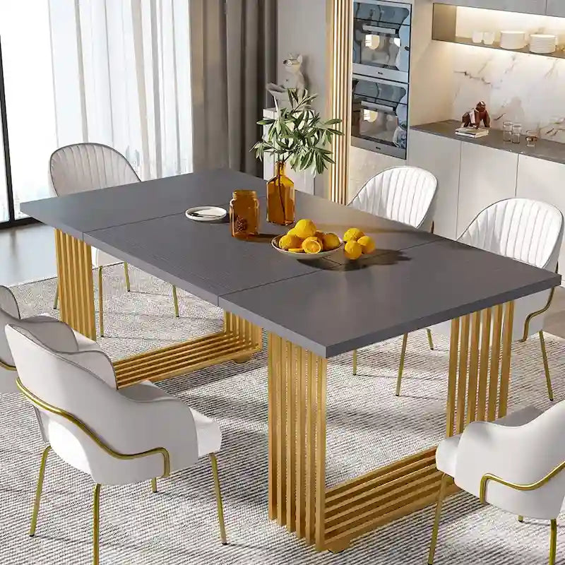 Table de salle à manger moderne pour 6-8 personnes, 180 cm de long, blanche