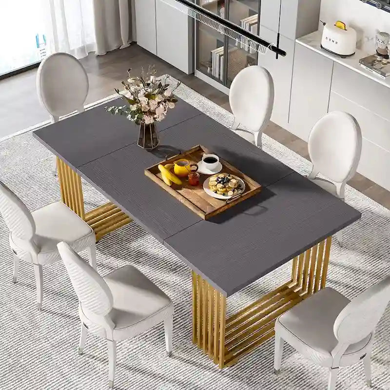 Table de salle à manger moderne pour 6-8 personnes, 180 cm de long, blanche