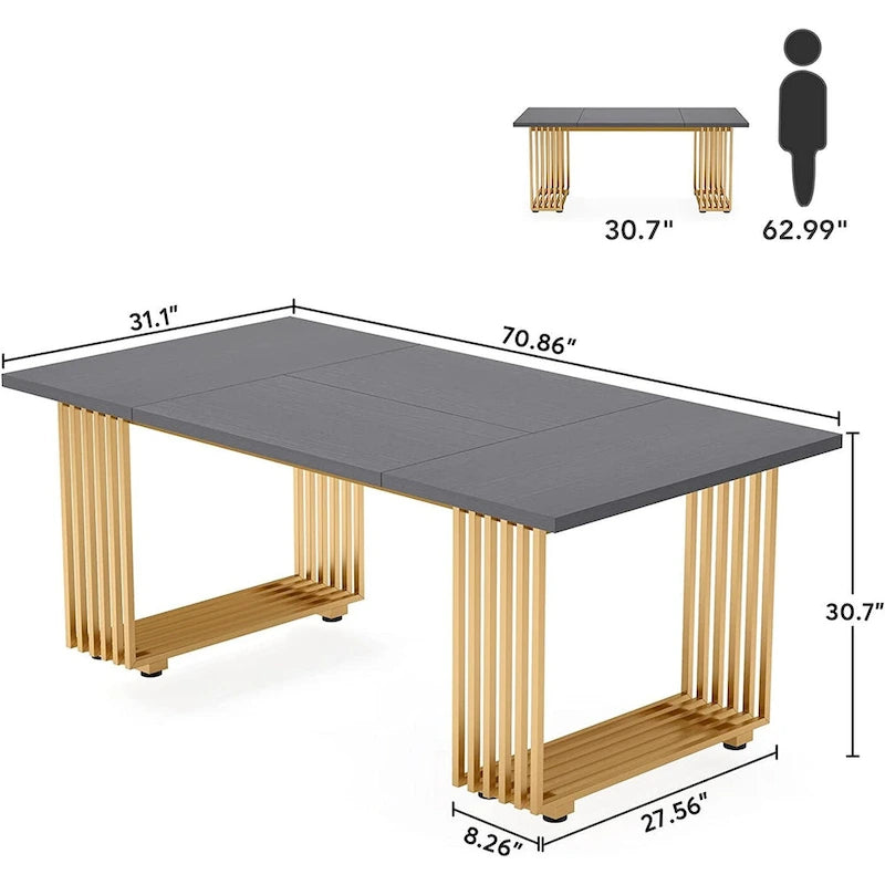 Table de salle à manger moderne pour 6-8 personnes, 180 cm de long, blanche