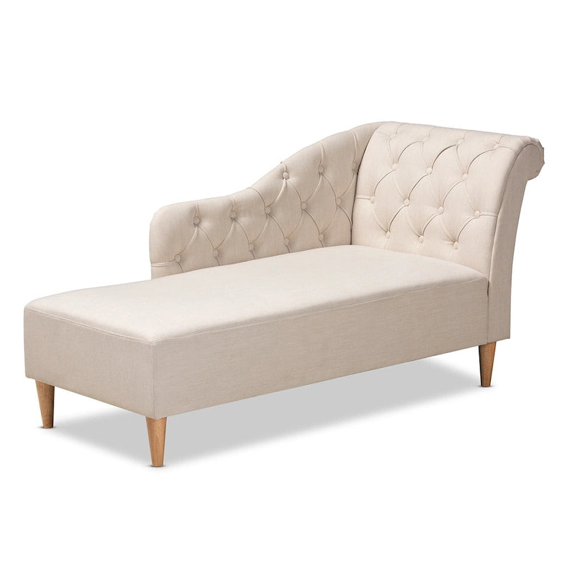 Baxton Studio Emeline - Méridienne en tissu rembourré et bois au fini chêne