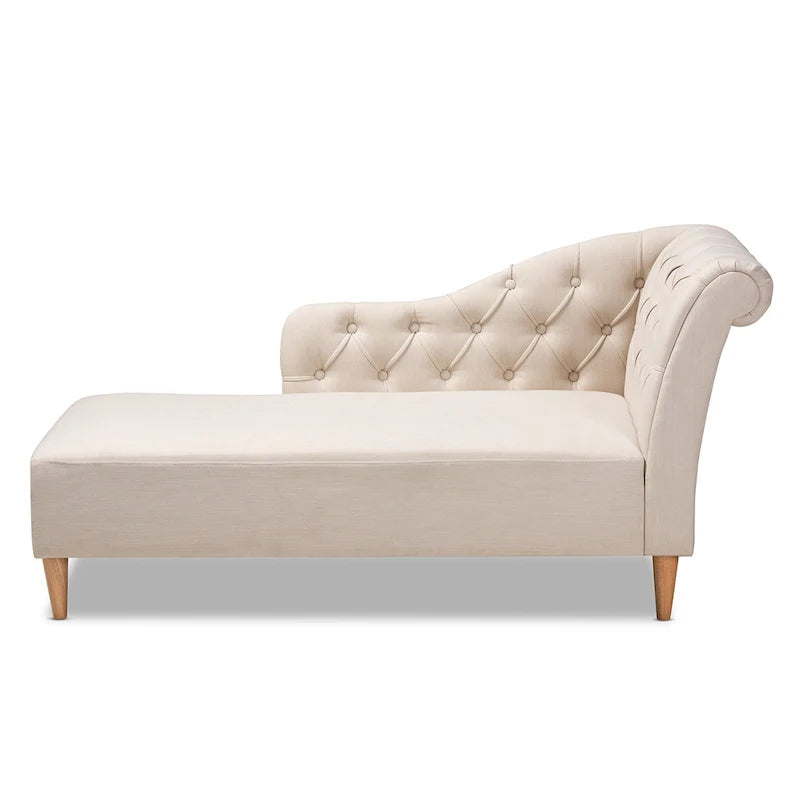 Baxton Studio Emeline - Méridienne en tissu rembourré et bois au fini chêne