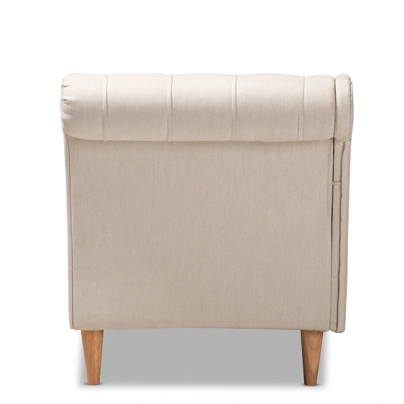 Baxton Studio Emeline - Méridienne en tissu rembourré et bois au fini chêne