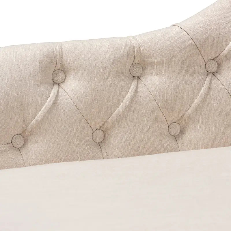 Baxton Studio Emeline - Méridienne en tissu rembourré et bois au fini chêne