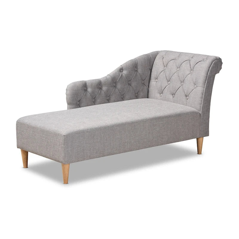 Baxton Studio Emeline - Méridienne en tissu rembourré et bois au fini chêne