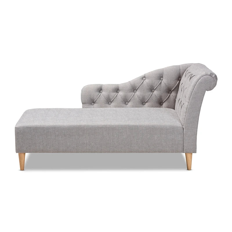 Baxton Studio Emeline - Méridienne en tissu rembourré et bois au fini chêne