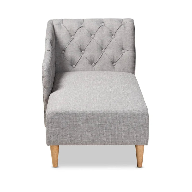 Baxton Studio Emeline - Méridienne en tissu rembourré et bois au fini chêne