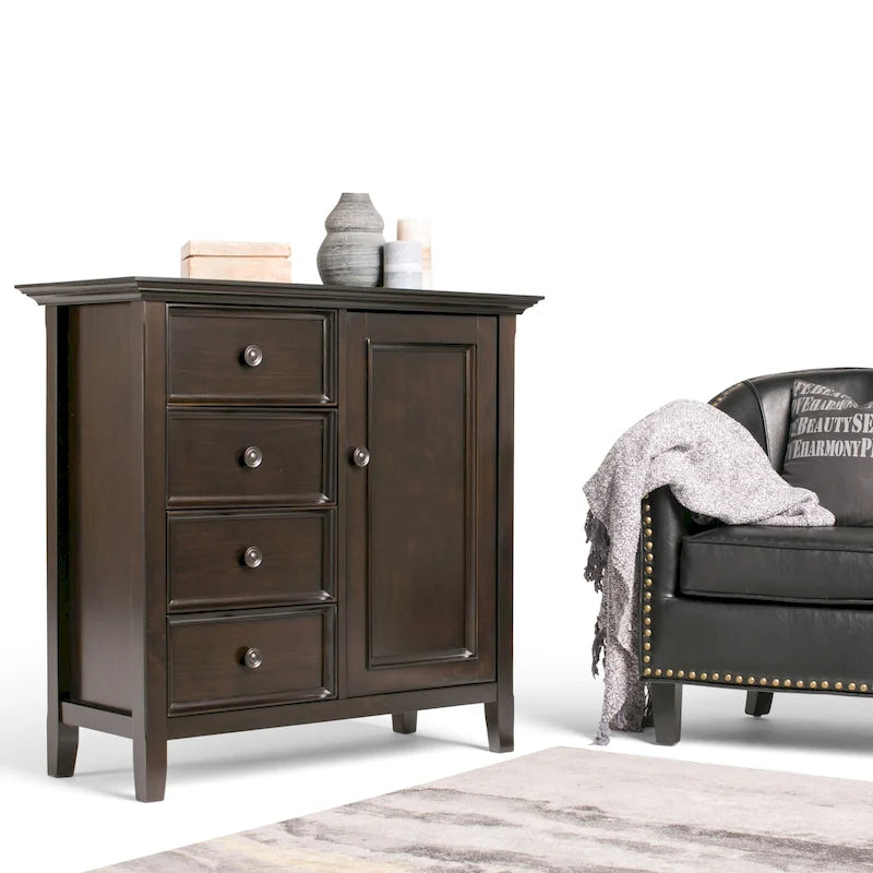 WYNDENHALL Halifax Armoire de rangement de style transitionnel en bois massif, 37 po de largeur - 37 larg. x 17 prof. x 36 haut.