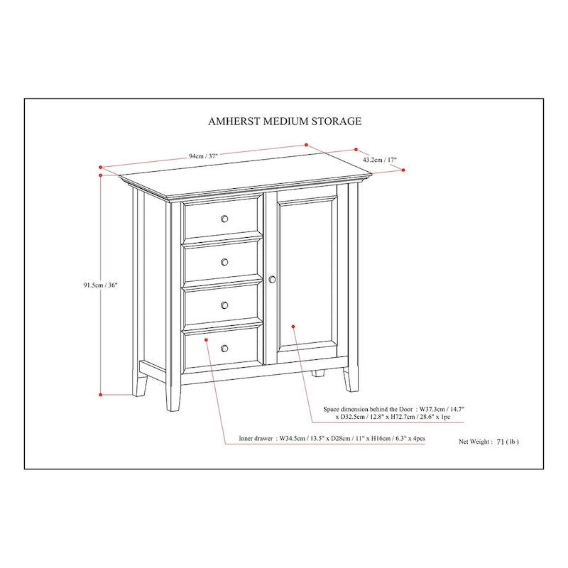 WYNDENHALL Halifax Armoire de rangement de style transitionnel en bois massif, 37 po de largeur - 37 larg. x 17 prof. x 36 haut.