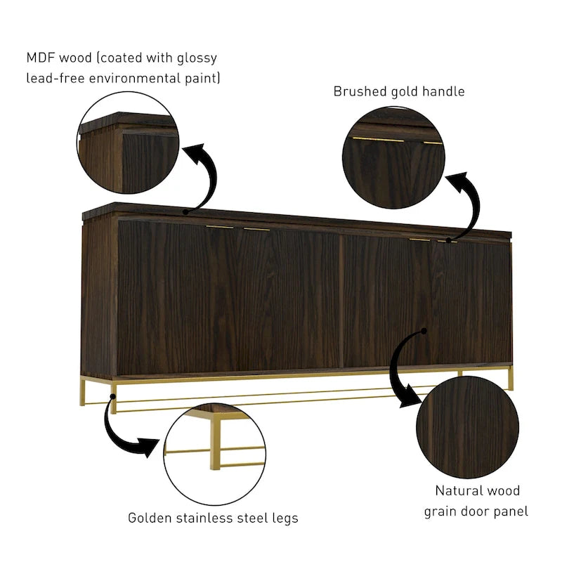 Meuble d'appoint Clihome Furniture en bois à 4 portes