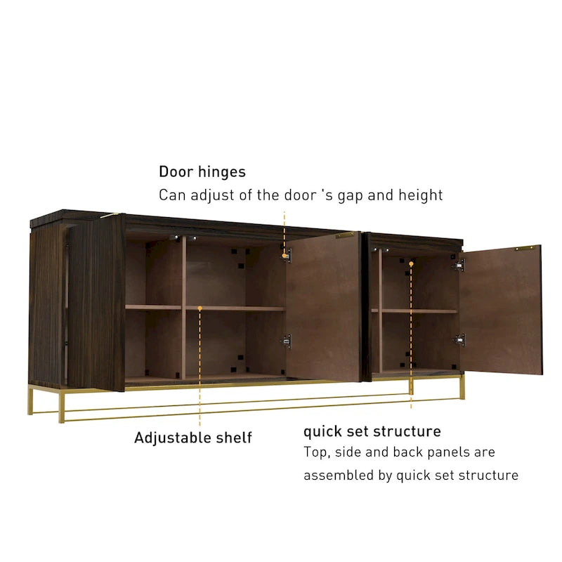 Meuble d'appoint Clihome Furniture en bois à 4 portes