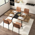 Table à manger rectangulaire rétro avec plateau Carole et plaque centrale noire gaufrée