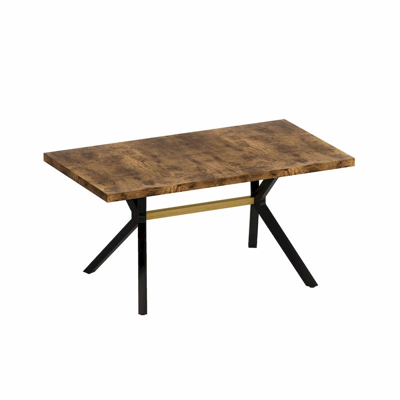 Table à manger rectangulaire rétro avec plateau Carole et plaque centrale noire gaufrée
