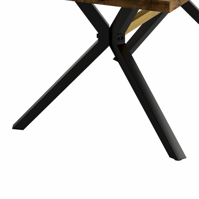 Table à manger rectangulaire rétro avec plateau Carole et plaque centrale noire gaufrée