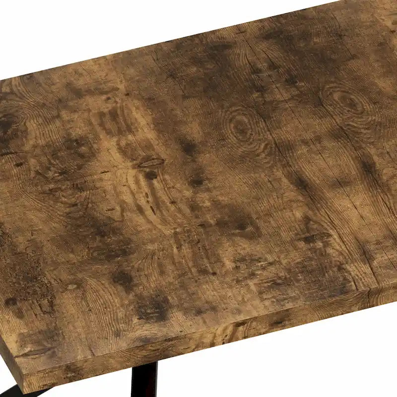 Table à manger rectangulaire rétro avec plateau Carole et plaque centrale noire gaufrée