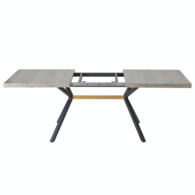 Table à manger rectangulaire rétro avec plateau Carole et plaque centrale noire gaufrée