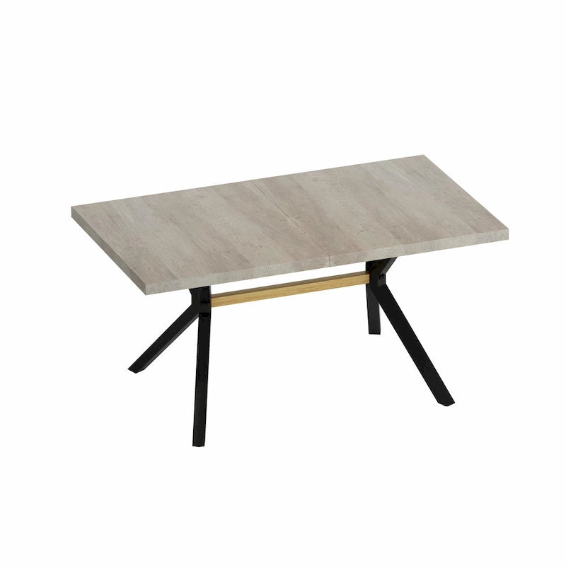 Table à manger rectangulaire rétro avec plateau Carole et plaque centrale noire gaufrée