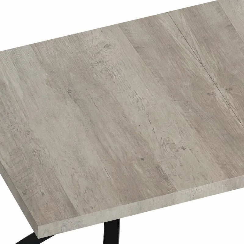 Table à manger rectangulaire rétro avec plateau Carole et plaque centrale noire gaufrée