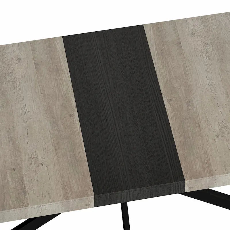 Table à manger rectangulaire rétro avec plateau Carole et plaque centrale noire gaufrée