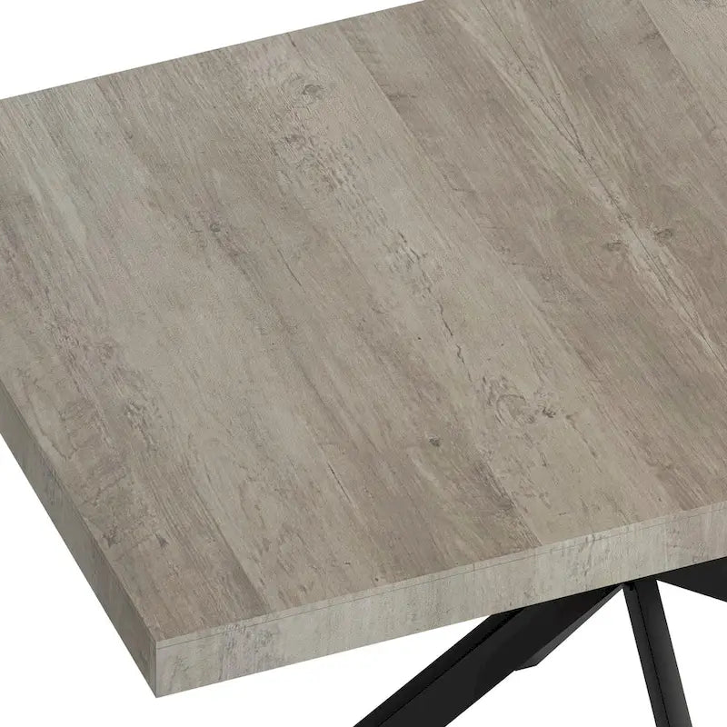 Table à manger rectangulaire rétro avec plateau Carole et plaque centrale noire gaufrée