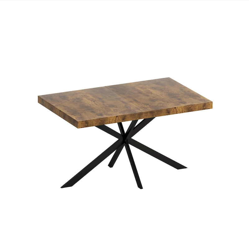 Table à manger rectangulaire rétro avec plateau Carole et plaque centrale noire gaufrée